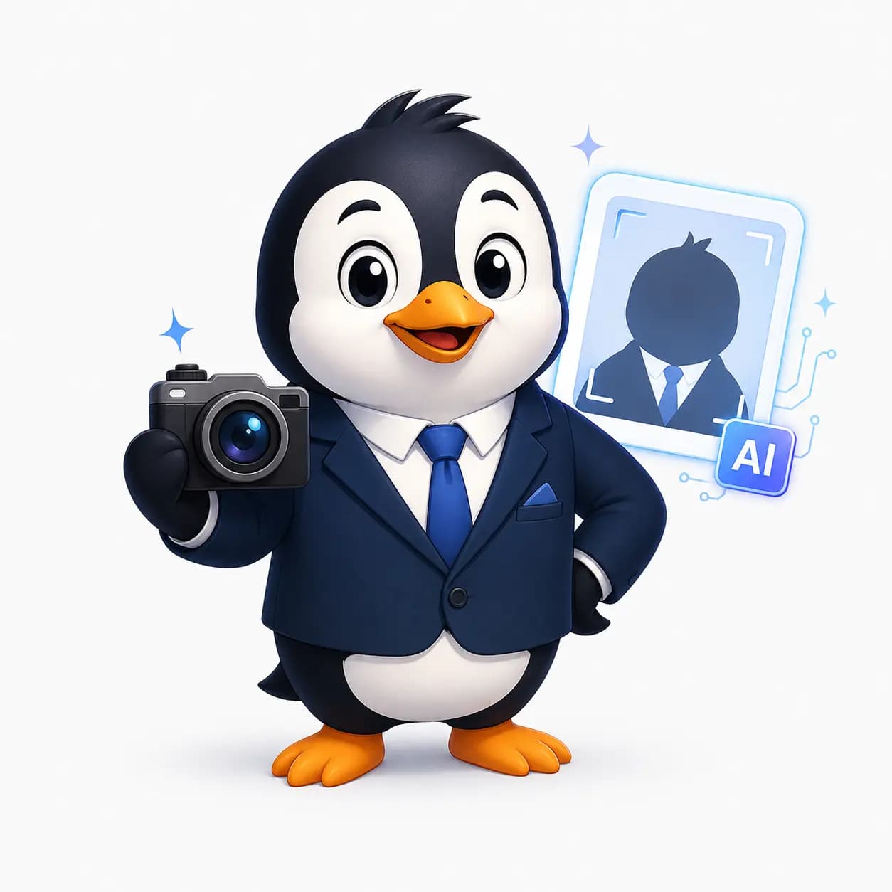 AI stylist penguin mascot